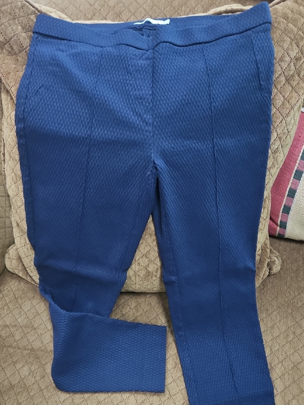 Dalia Navy Textured Dress Pants Stretch & Textured Sz8